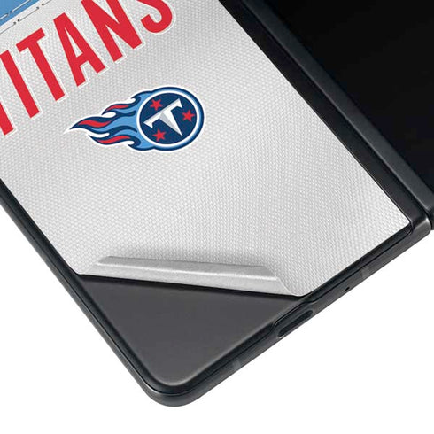NFL Tennessee Titans White Striped Galaxy Z Fold3 5G Skin